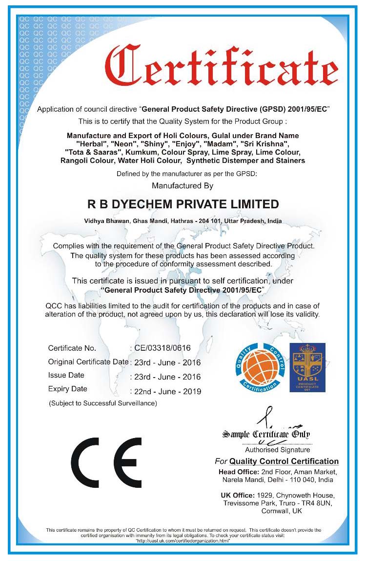 General Product Safety Directive certificate